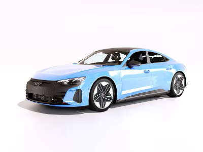 Audi Blue Coupe Car With Black Roof Sleek Lines And Black Alloy Wheels 3d model