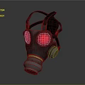 Black Gas Mask With Red Lenses Adjustable Straps And Metallic Filter