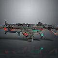 Futuristic Tactical Rifle With Camouflage Pattern Neon Red Green Lights Mechanical Structure And Modern Design