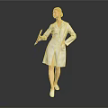Woman Doctor In White Coat Holding Tablet Standing Against Gray Background