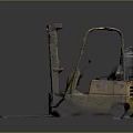 Yellow Vintage Rusty Forklift Featuring Front Forks and Operator Seat 3d model