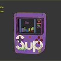 Portable Purple Handheld Game Console With Sup Logo And Tetris Screen