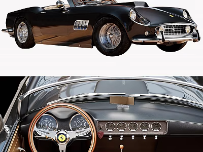 Classic Black Convertible Car Interior Details 3d model