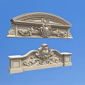 Ornate Architectural Balustrades with Classical Carvings Floral Patterns Symmetrical Design and Central Emblems
