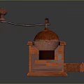 Classic Wooden Manual Coffee Grinder With Red Grinding Mechanism And Drawer
