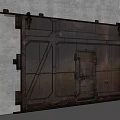 Vintage Rusty Metal Entrance Gate With Riveted Frame And Industrial Look