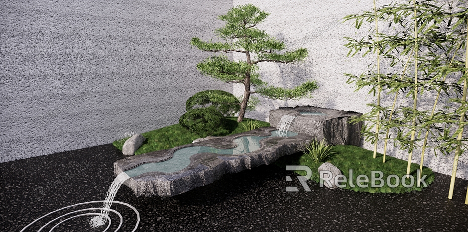 New Chinese style landscape sketch dry landscape courtyard garden rockery stone waterscape water drop model