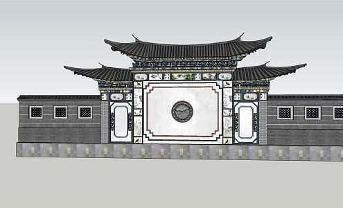 Chinese style landscape wall 3d model