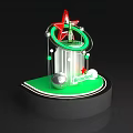 Heineken Beer Display Setup With Red Star Green Base And Transparent Stand 3d model
