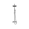 Modern Shower Head System With Fixed Overhead Sprayer Handheld Wand And Adjustable Height Pole