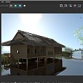 Bamboo hut thatched hut wooden hut waterside hut desert island hut fishing bamboo water hut lake island single log bridge lake view bamboo forest stone 3d model