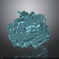 Blue Engine Model Featuring Detailed Mechanical Parts And Industrial Components 3d model