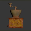 Vintage Copper Coffee Grinder With Square Rustic Base And Hand Crank