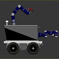 Mobile Robot Featuring Multiple Blue Robotic Arms And Wheeled Industrial Base 3d model