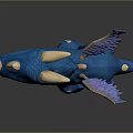 Blue Baby Dragon With White Horns Purple Wings And Green Eyes