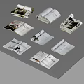 Various Open And Stacked Books Magazines Collection With Different Layouts And Pages