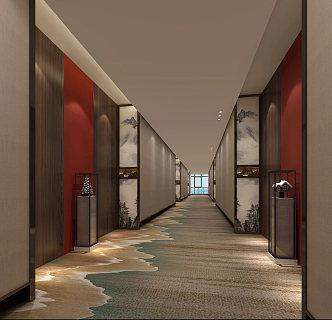 New Chinese Aisle Ski Theme Hotel Entrance Aisle 3d model