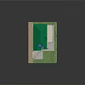 Cartoon Style Multi Story House With Green Roof Solar Panels Balconies Staircase Lawn Stone Path