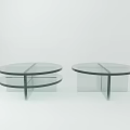 Modern Round Glass Coffee Tables With Two Tier Design And Black Metal Frames