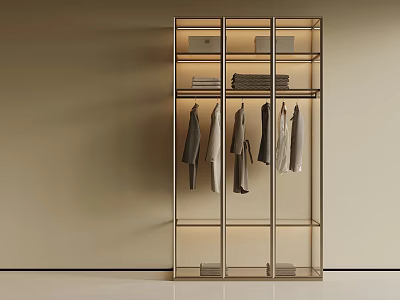 Modern Minimalist Glass Wardrobe With Built In LED Light For Neat Clothing Organization And 3d model