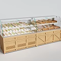 Premium Solid Wood Bakery Display Shelves With Clear Curved Glass For Bread And Assorted Pastries