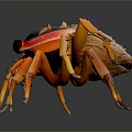 3D Rendered Orange Red Spider With Detailed Legs On Dark Background