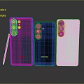 Samsung Smartphones in Three Colors Purple Dark Blue White With Camera Module Design