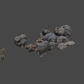 Natural Black Irregular Rock Clusters With Rough Surface And Earthy Texture