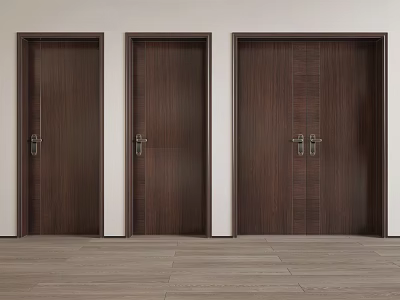 Dark Brown Wooden Hinged Doors For Interior Home Decoration And Design 3d model