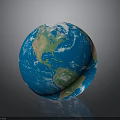 Realistic Earth Globe With Blue Oceans Green Continents Reflective Surface And Dark Background