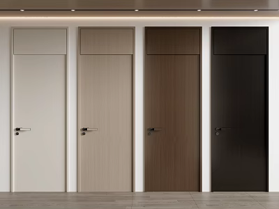 Sleek Hinged Doors in Various Colors and Wood Finishes for Modern Interior Design 3d model