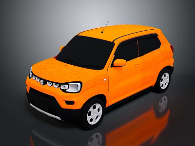 Orange Small SUV 3D Model With Black Roof White Headlights And Wheels 3d model
