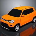 Orange Small SUV 3D Model With Black Roof White Headlights And Wheels