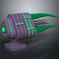 Purple Mechanical Device With Green Protruding Parts And Stable Base