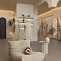 Modern Minimalist Women Clothing Store Interior Design With Warm Ambient Lighting And Neat Garment Displays