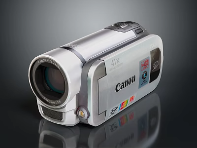 Canon Silver Camcorder With 41X Optical Zoom Lens And Compact Design 3d model
