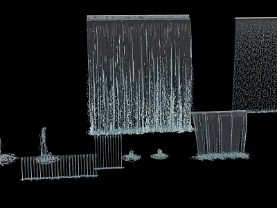 Stylish Garden Ornaments With Waterfall Feature Decorative Fences And Small Fountains 3d model