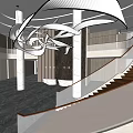 Modern Hotel Lobby Interior Design With Stylish Chandelier And Wooden Staircase