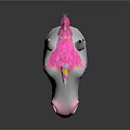 White Unicorn Head Decoration With Pink Mane Colorful Horn Purple Eye And Pink Nose