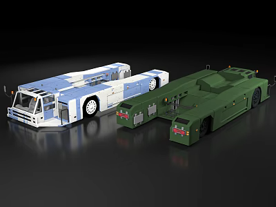 Blue White and Green Large Utility Vehicles with Multi Purpose Functional Design 3d model