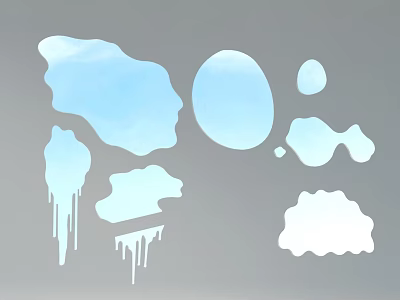 Modern Alien Mirror Surface Sticker 3d model