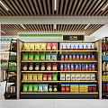 Spacious Well Organized Supermarket Interior With Shelves Full Of Grocery Products And Checkout Counter