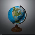 Classic Globe With Wooden Base And Metal Stand Displaying Ocean Land Details