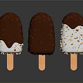 Chocolate Coated Ice Cream Bars With Crunchy Nut Toppings And Smooth Layers