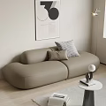 Modern Light Brown Double Sofa With Pillows In Living Room
