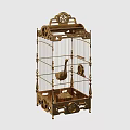 Decorative Ornament Set With Golden Birdcage And Swan Figurine For Home Decor