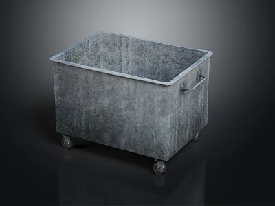 Square Industrial Metal Storage Container With Four Wheels And Handles 3d model