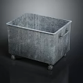 Square Industrial Metal Storage Container With Four Wheels And Handles 3d model