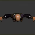 Animated 3D Character With Bald Head Purple Shirt Brown Pants And Open Arms