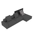 Gray L Shaped Sectional Sofa With Multiple Soft Cushions For Living Room 3d model